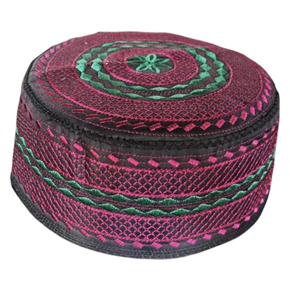 Embroidered Kufi PINK 57 cm Men's Muslim Islamic Prayer Cap MEDIUM - Picture 1 of 1